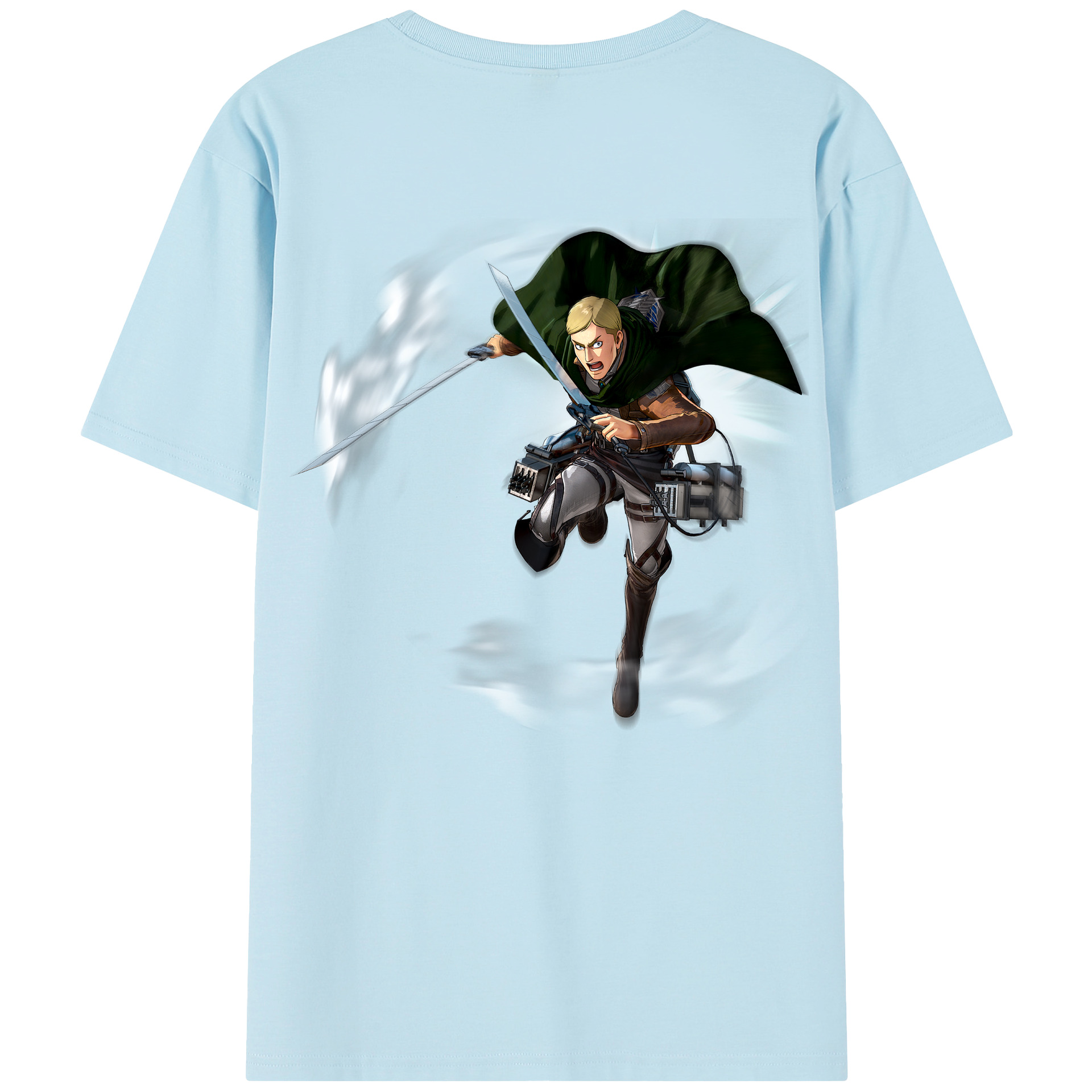 （画像用） 進撃の巨人 エルヴィン・スミス Attack on Titan Erwin Smith 綿100％半袖Tシャツ（背面プリント）